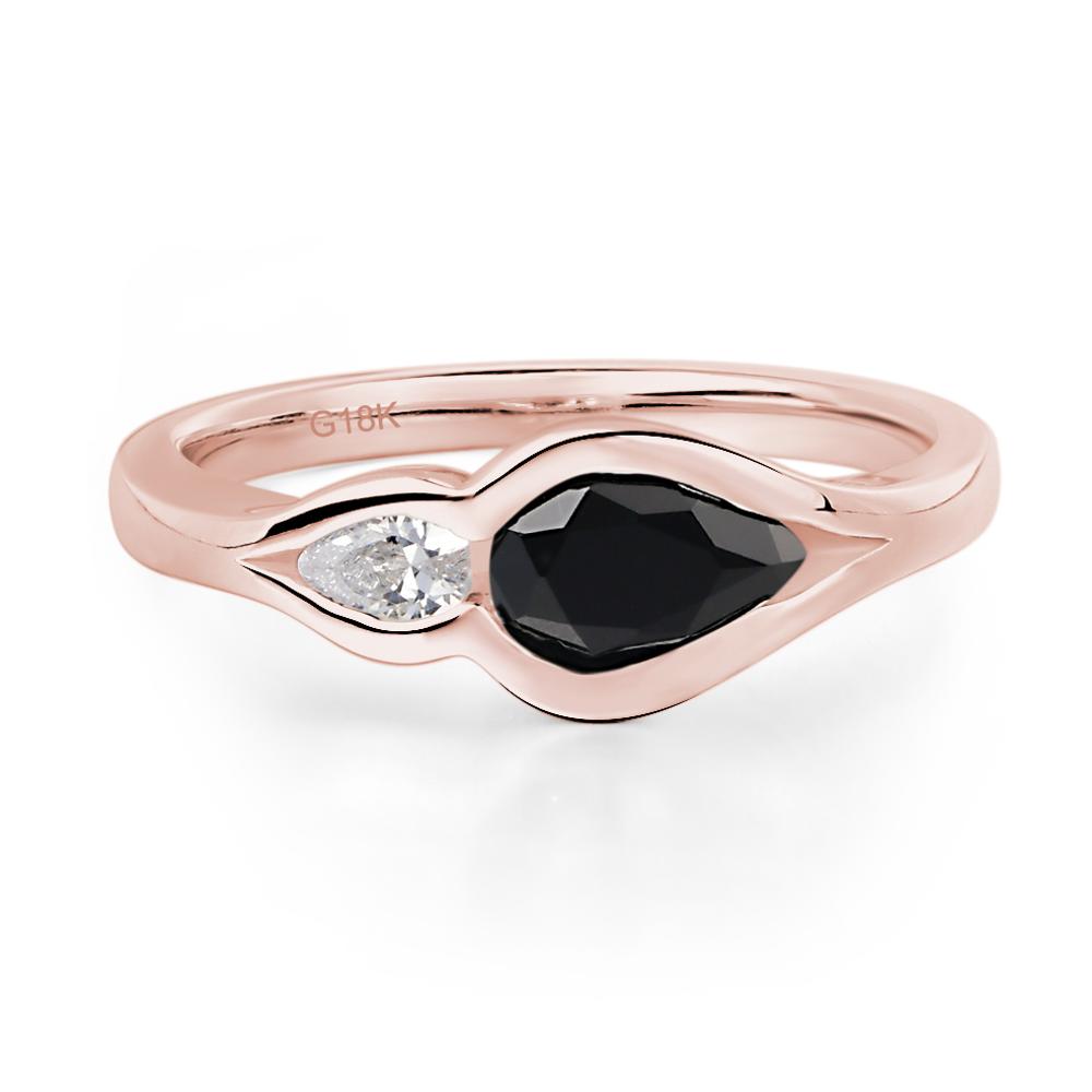 Vintage Black Spinel Bezel Pear Engagement Ring - LUO Jewelry #metal_18k rose gold