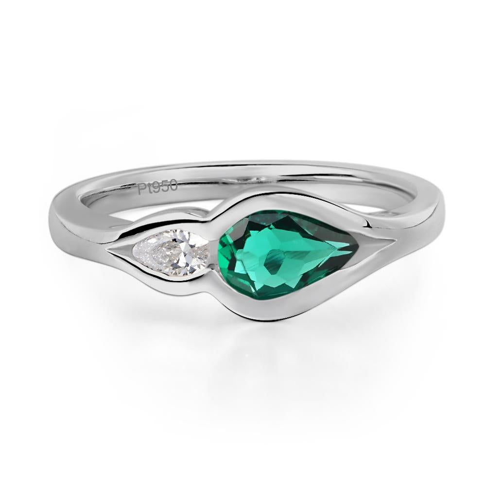 Vintage Emerald Bezel Pear Engagement Ring - LUO Jewelry #metal_platinum
