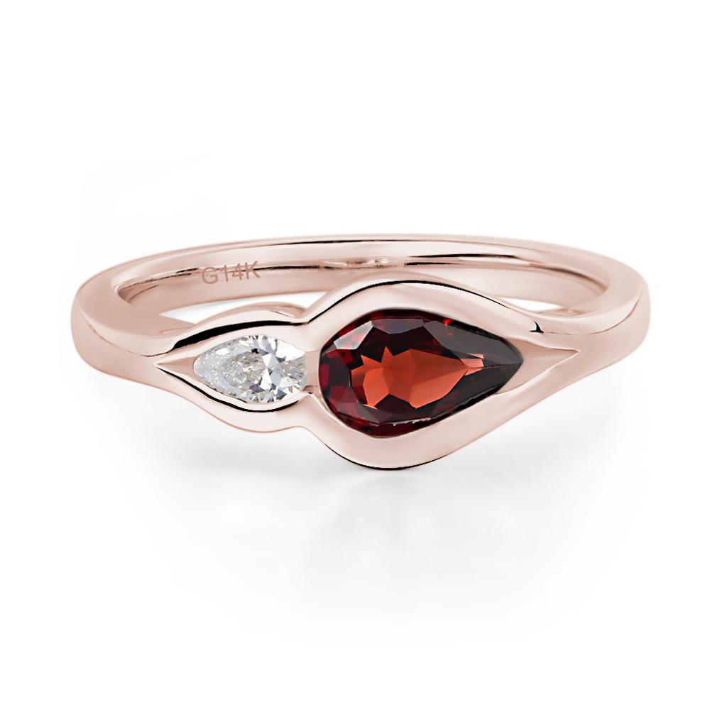 Vintage Garnet Bezel Pear Engagement Ring - LUO Jewelry #metal_14k rose gold