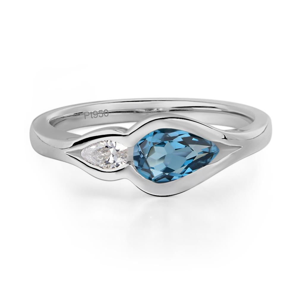Vintage London Blue Topaz Bezel Pear Engagement Ring - LUO Jewelry #metal_platinum