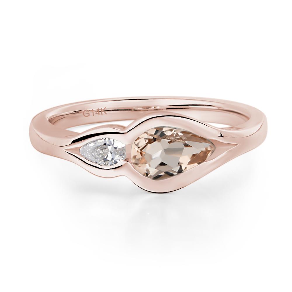 Vintage Morganite Bezel Pear Engagement Ring - LUO Jewelry #metal_14k rose gold