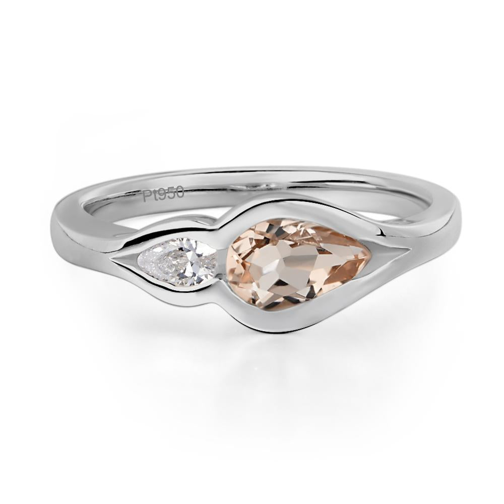 Vintage Morganite Bezel Pear Engagement Ring - LUO Jewelry #metal_platinum