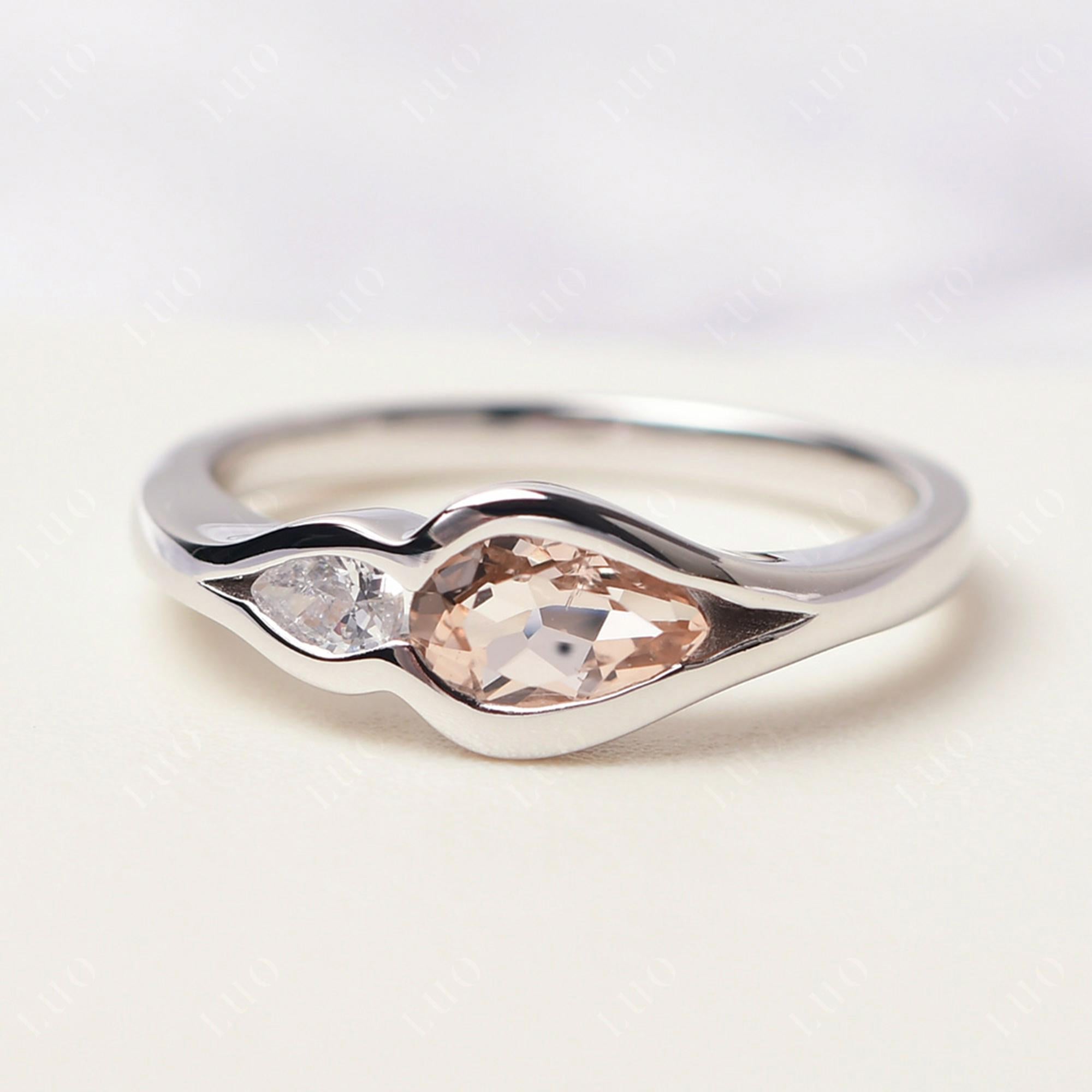 Vintage Morganite Bezel Pear Engagement Ring - LUO Jewelry