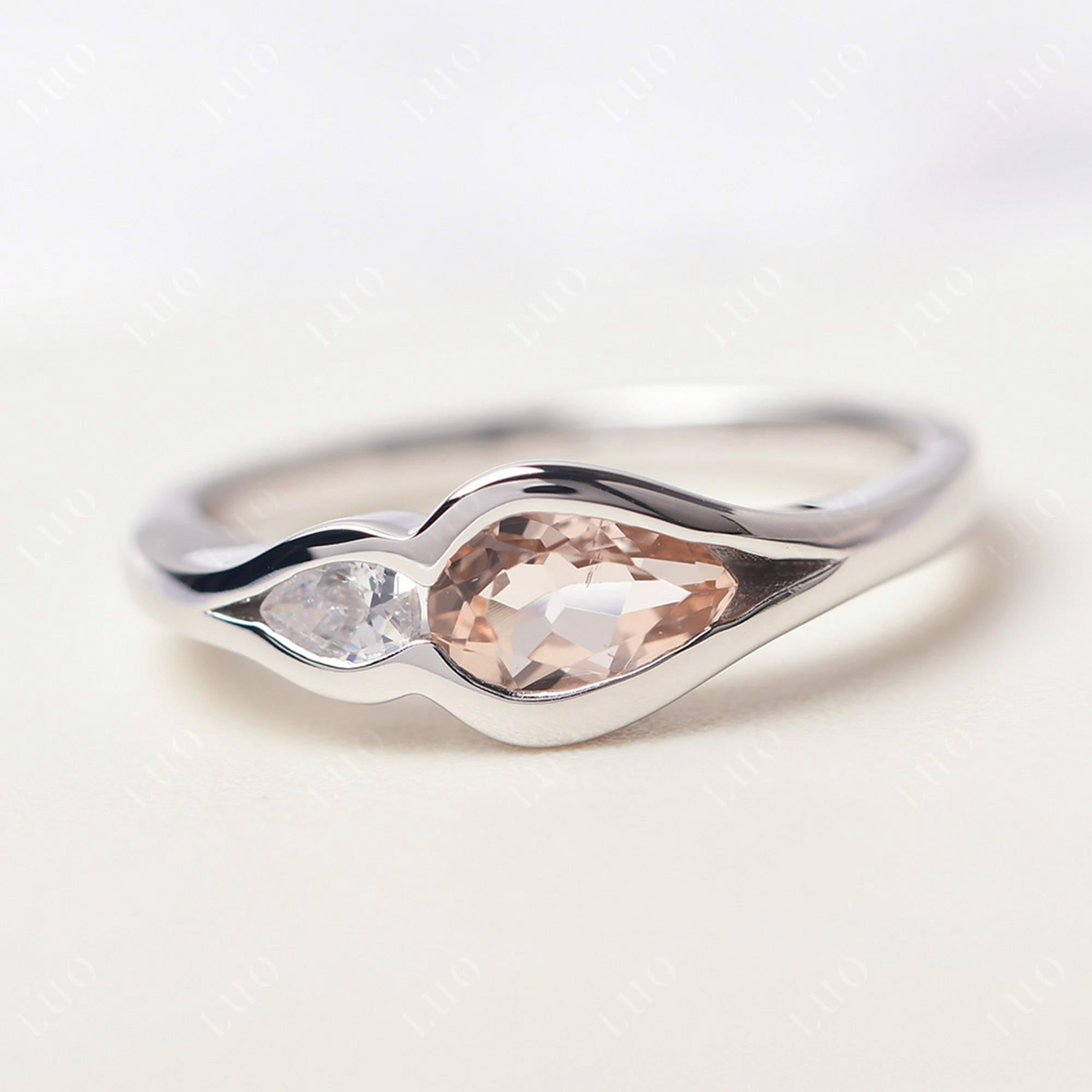 Vintage Morganite Bezel Pear Engagement Ring - LUO Jewelry