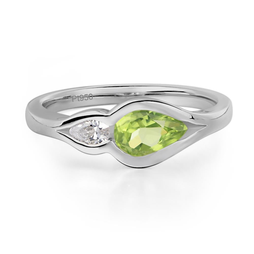 Vintage Peridot Bezel Pear Engagement Ring - LUO Jewelry #metal_platinum