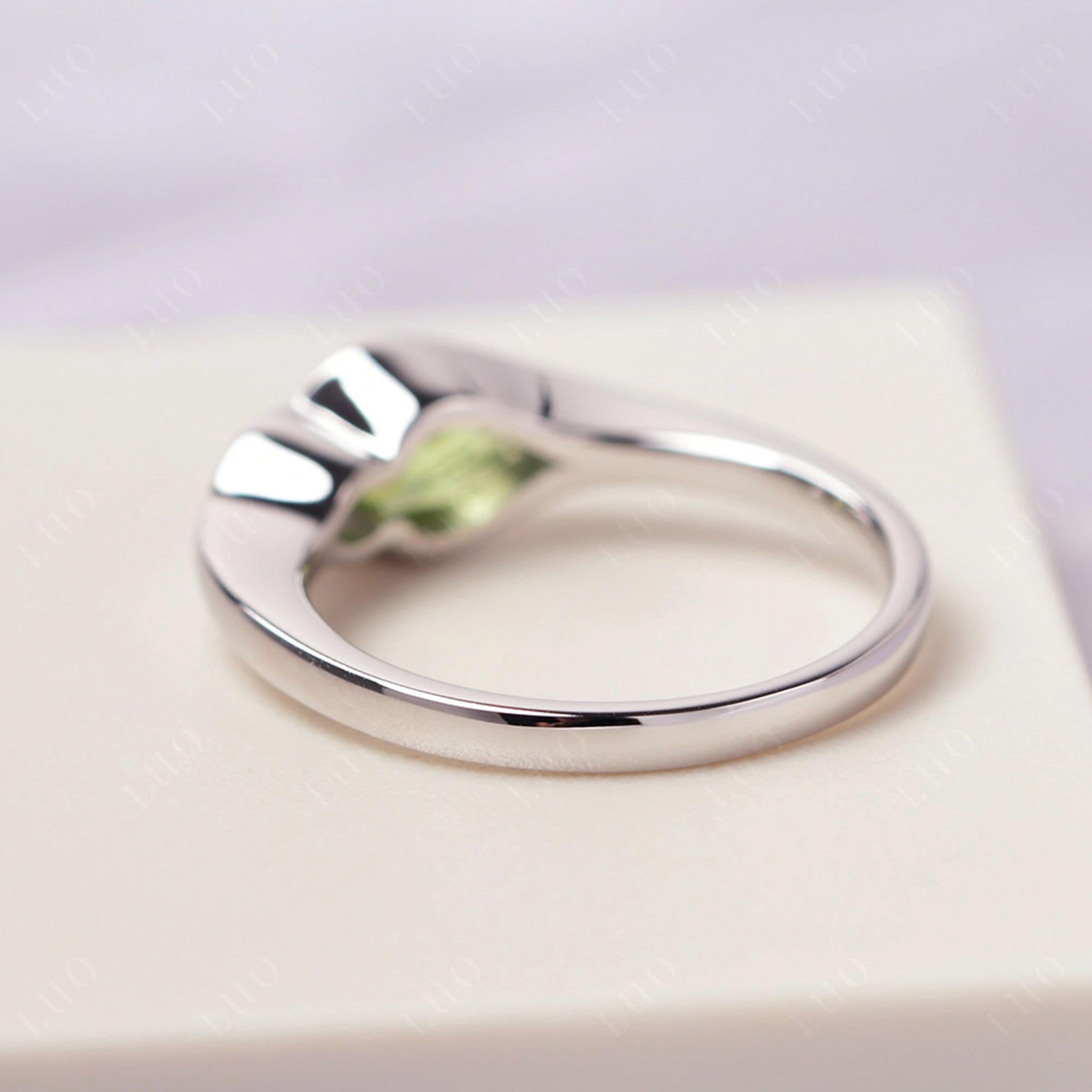 Vintage Peridot Bezel Pear Engagement Ring - LUO Jewelry