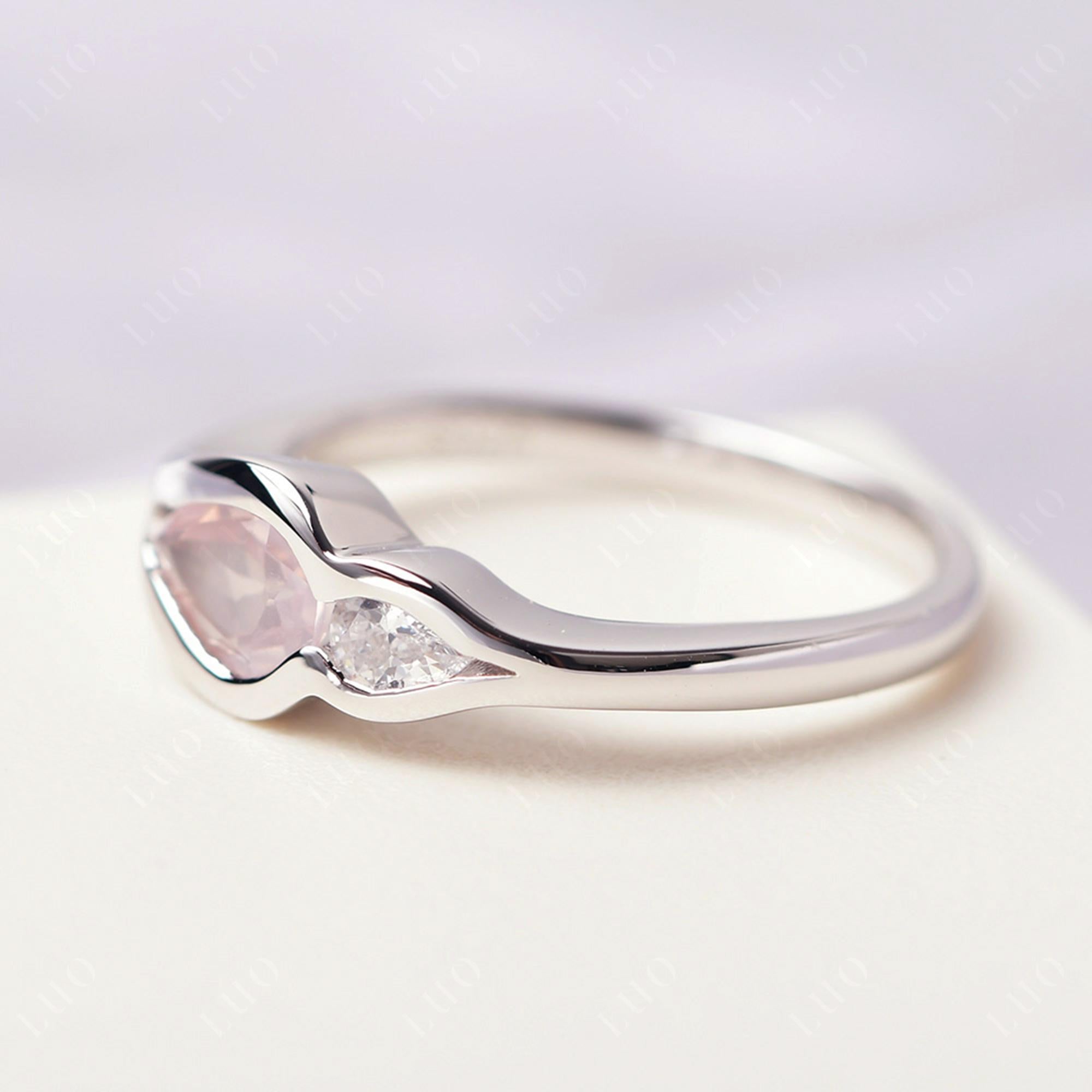 Vintage Rose Quartz Bezel Pear Engagement Ring - LUO Jewelry