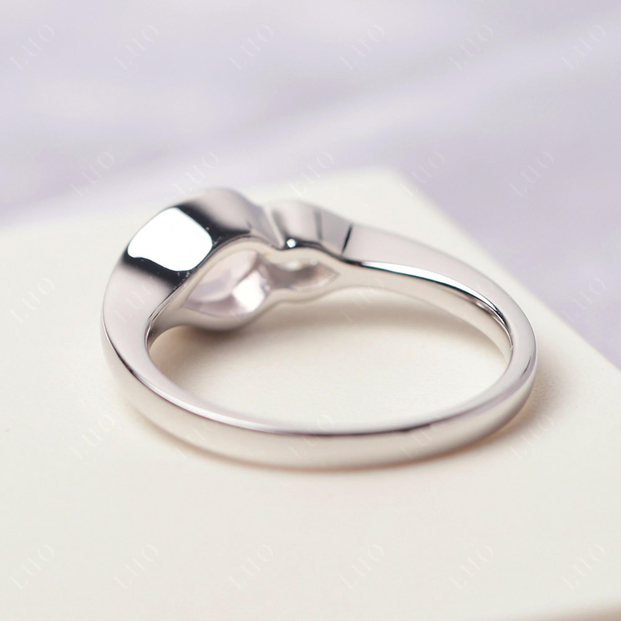 Vintage Rose Quartz Bezel Pear Engagement Ring - LUO Jewelry