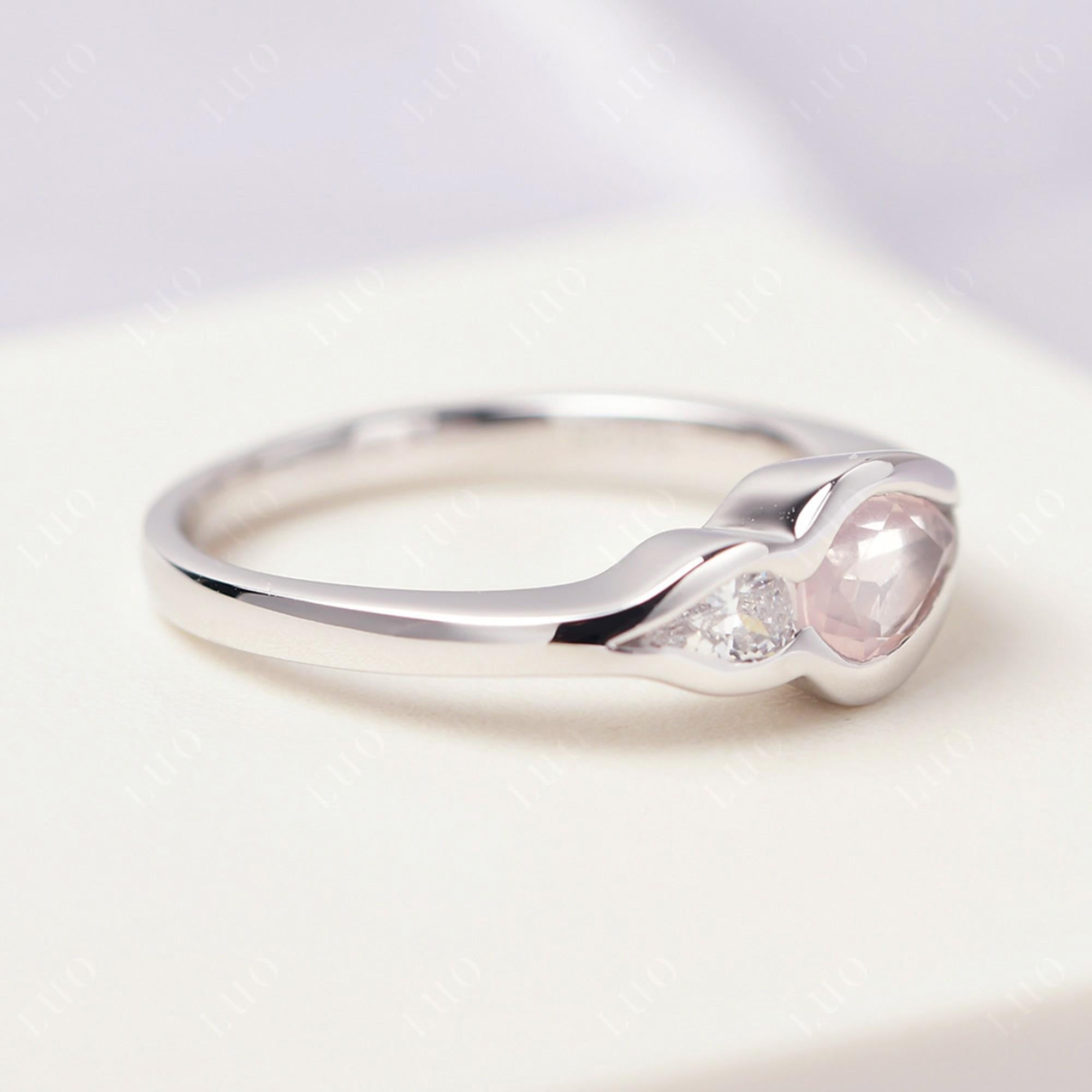 Vintage Rose Quartz Bezel Pear Engagement Ring - LUO Jewelry