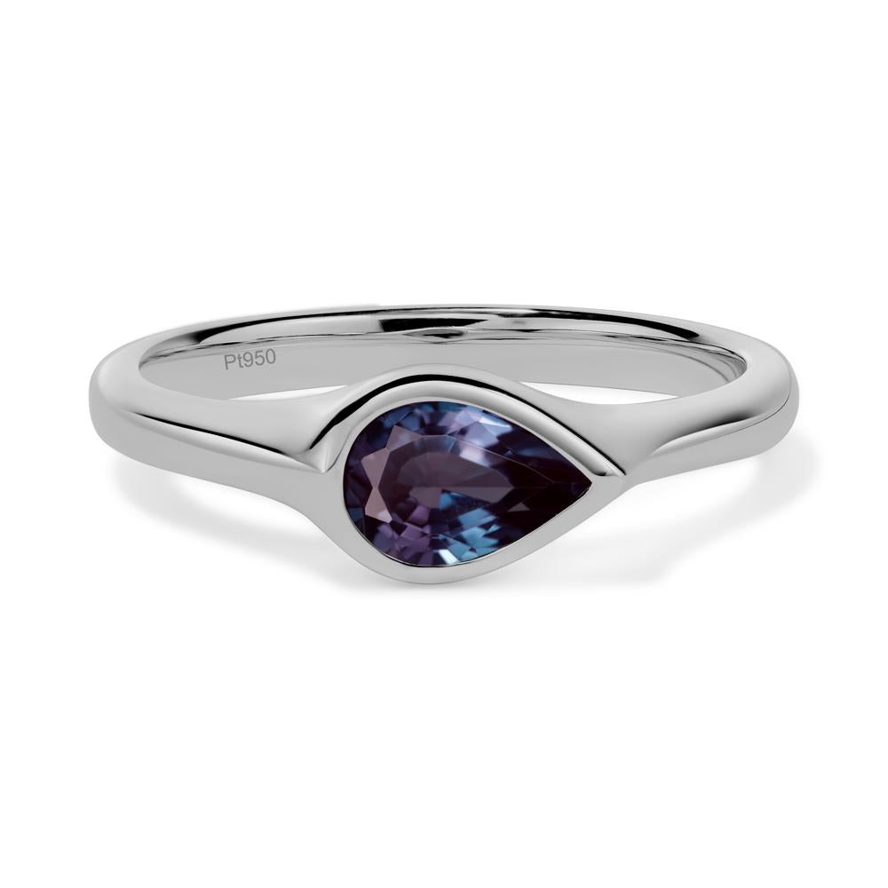 Horizontal Pear Lab Created Alexandrite Engagement Ring - LUO Jewelry #metal_platinum
