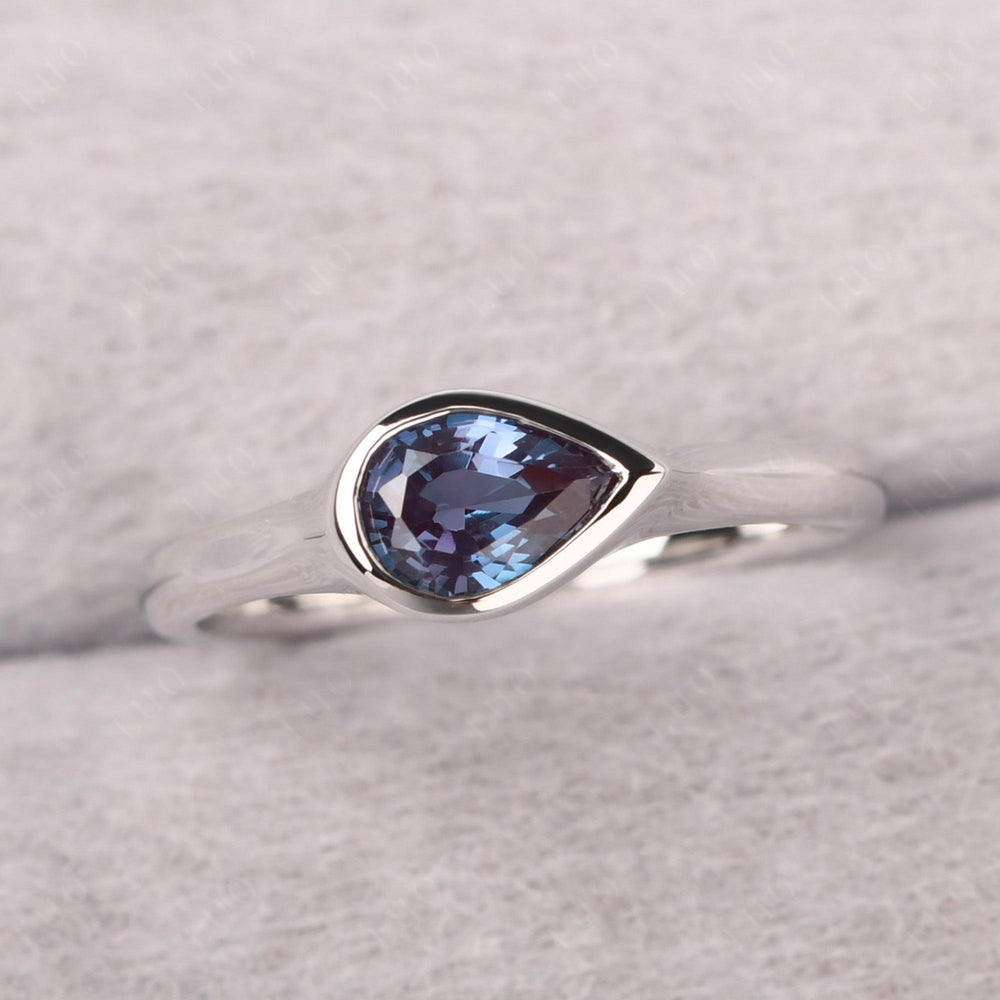 Horizontal Pear Alexandrite Engagement Ring - LUO Jewelry