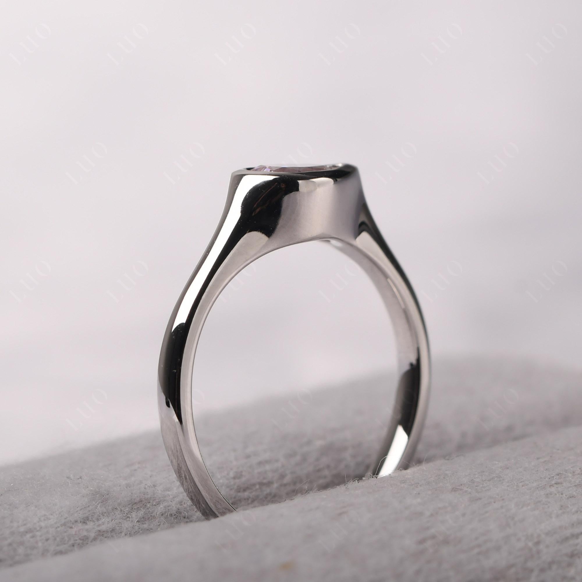 Horizontal Pear Lab Created Alexandrite Engagement Ring - LUO Jewelry
