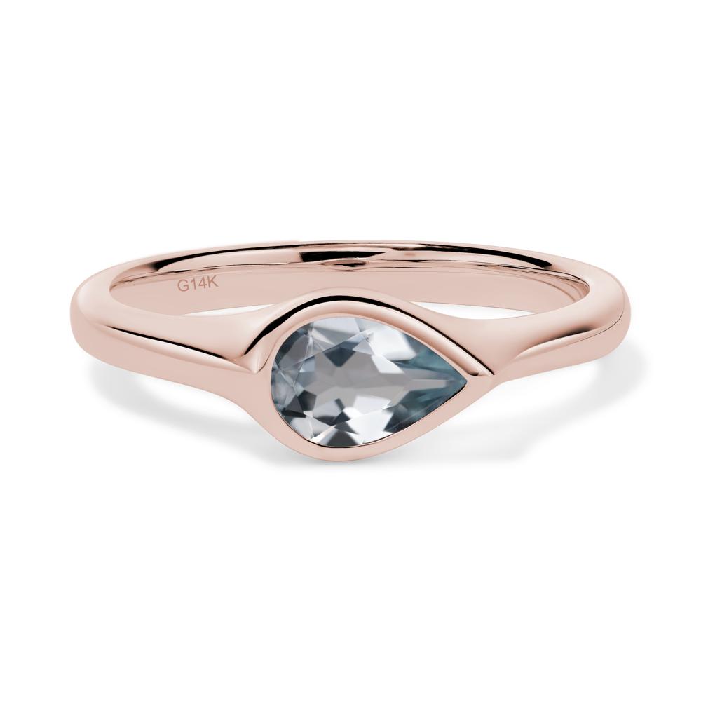 Horizontal Pear Aquamarine Engagement Ring - LUO Jewelry #metal_14k rose gold