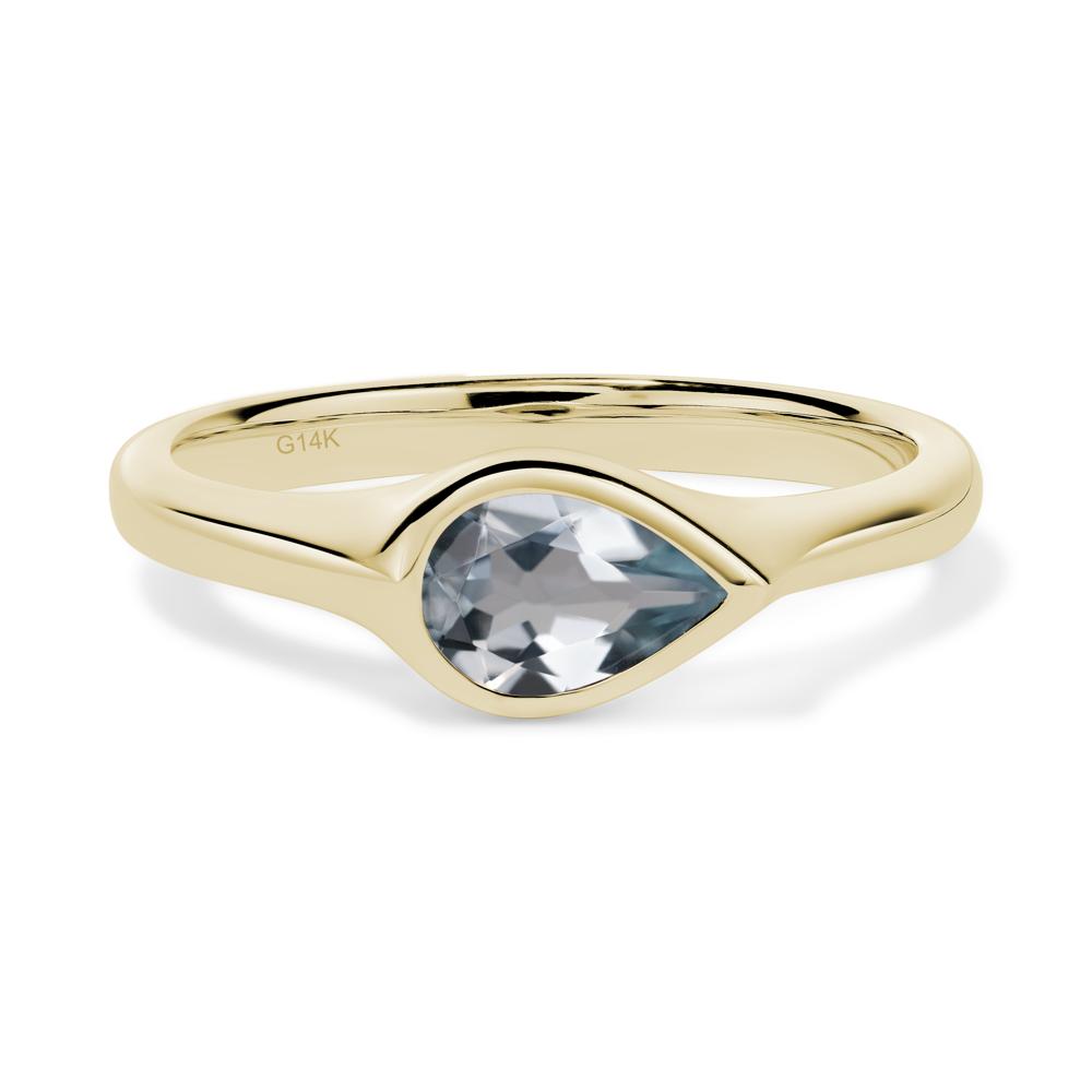 Horizontal Pear Aquamarine Engagement Ring - LUO Jewelry #metal_14k yellow gold