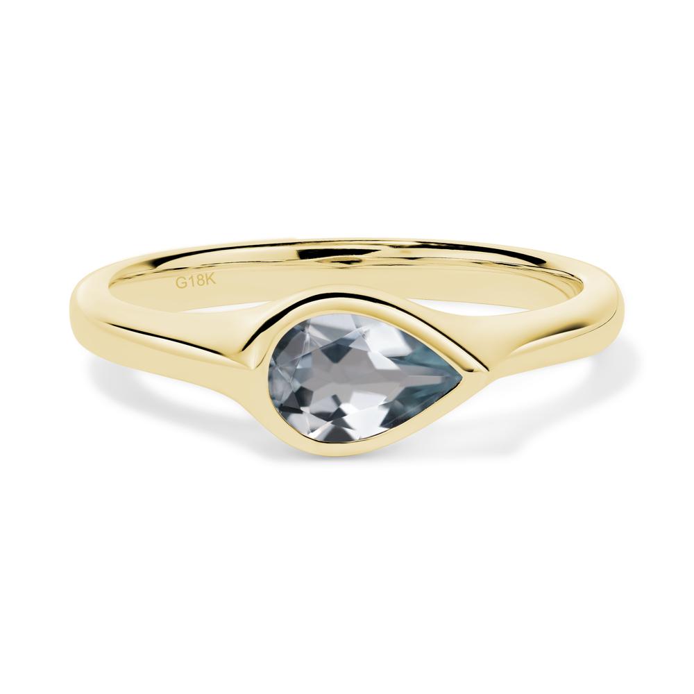 Horizontal Pear Aquamarine Engagement Ring - LUO Jewelry #metal_18k yellow gold