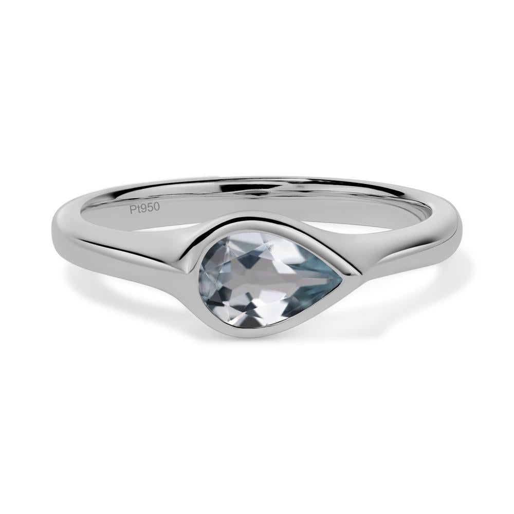 Horizontal Pear Aquamarine Engagement Ring - LUO Jewelry #metal_platinum