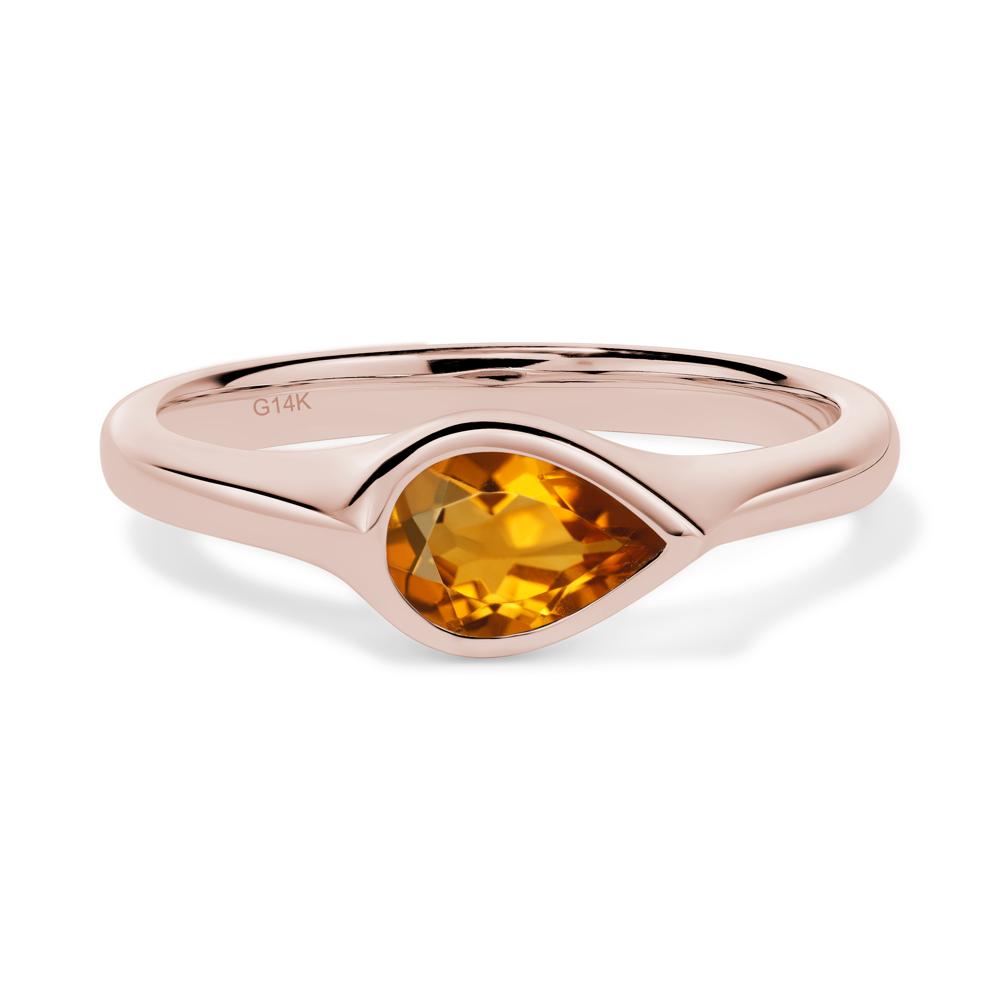 Horizontal Pear Citrine Engagement Ring - LUO Jewelry #metal_14k rose gold