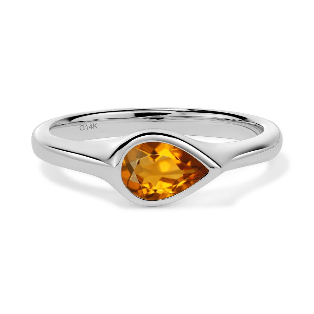 Horizontal Pear Citrine Engagement Ring - LUO Jewelry #metal_14k white gold