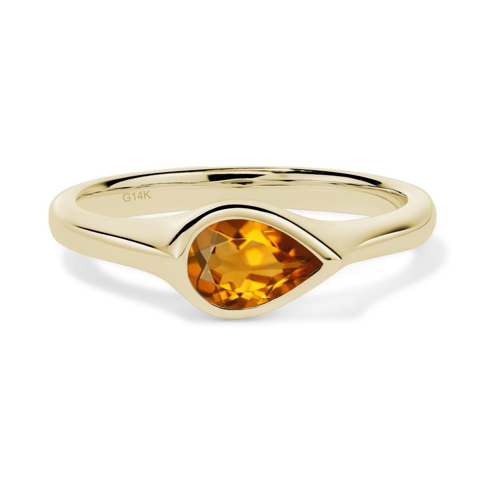 Horizontal Pear Citrine Engagement Ring - LUO Jewelry #metal_14k yellow gold