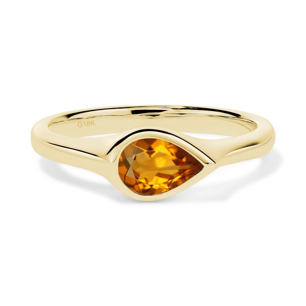 Horizontal Pear Citrine Engagement Ring - LUO Jewelry #metal_18k yellow gold