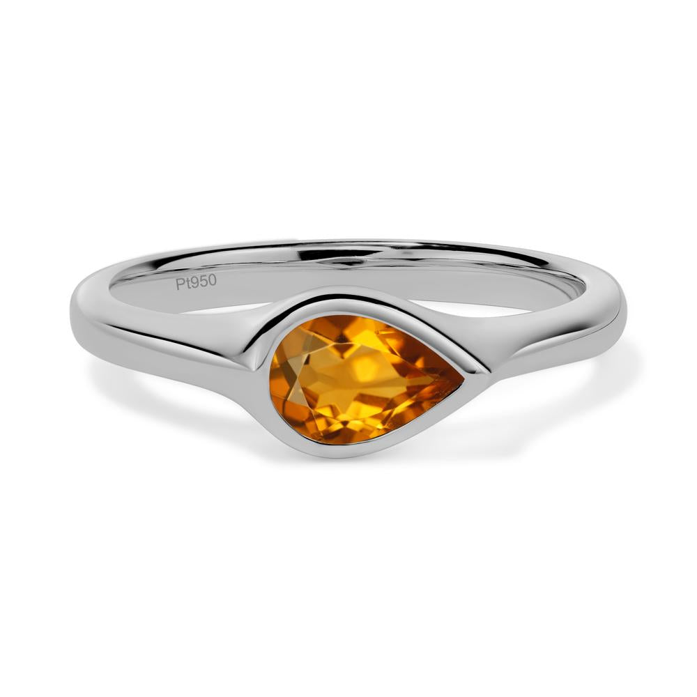 Horizontal Pear Citrine Engagement Ring - LUO Jewelry #metal_platinum