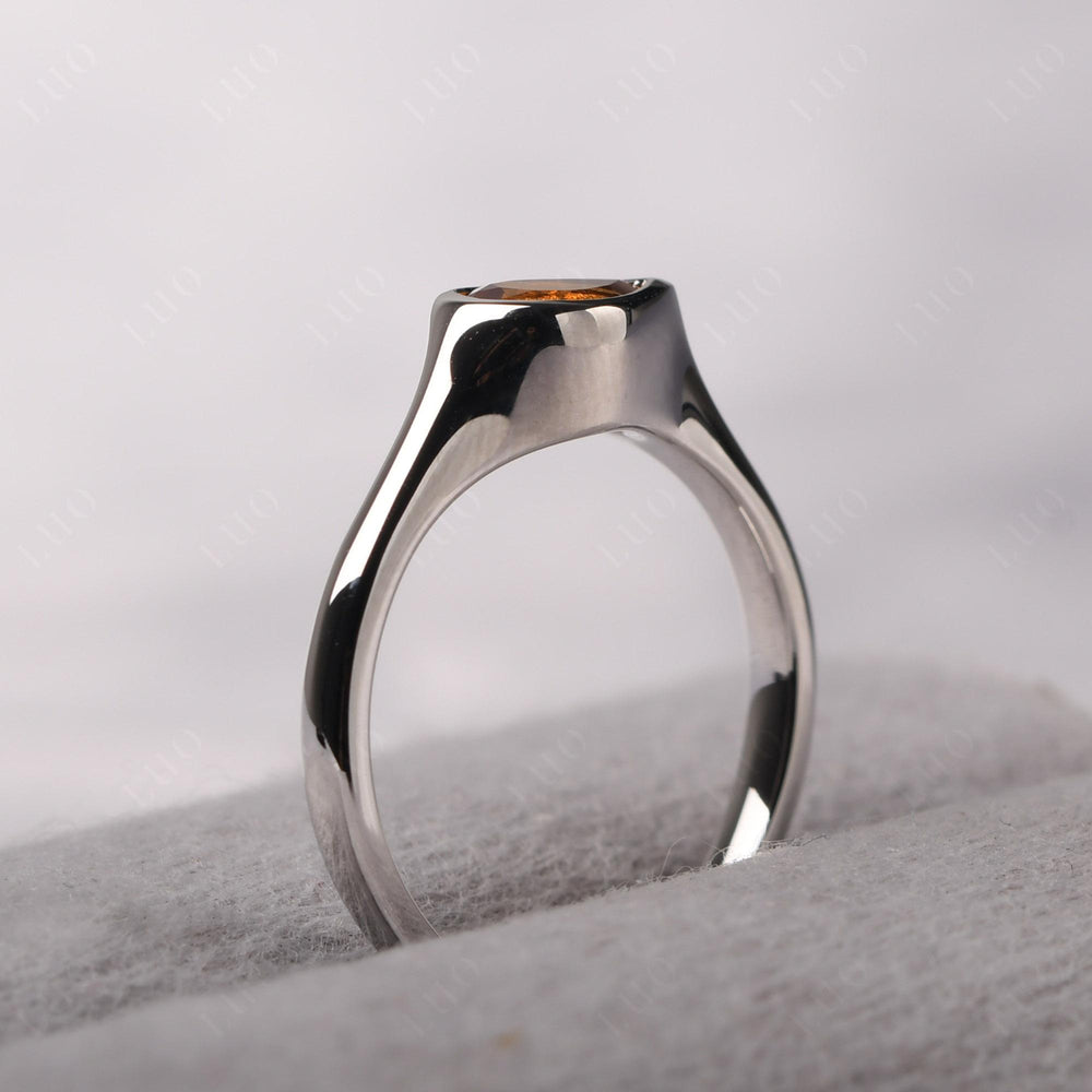 Horizontal Pear Citrine Engagement Ring - LUO Jewelry