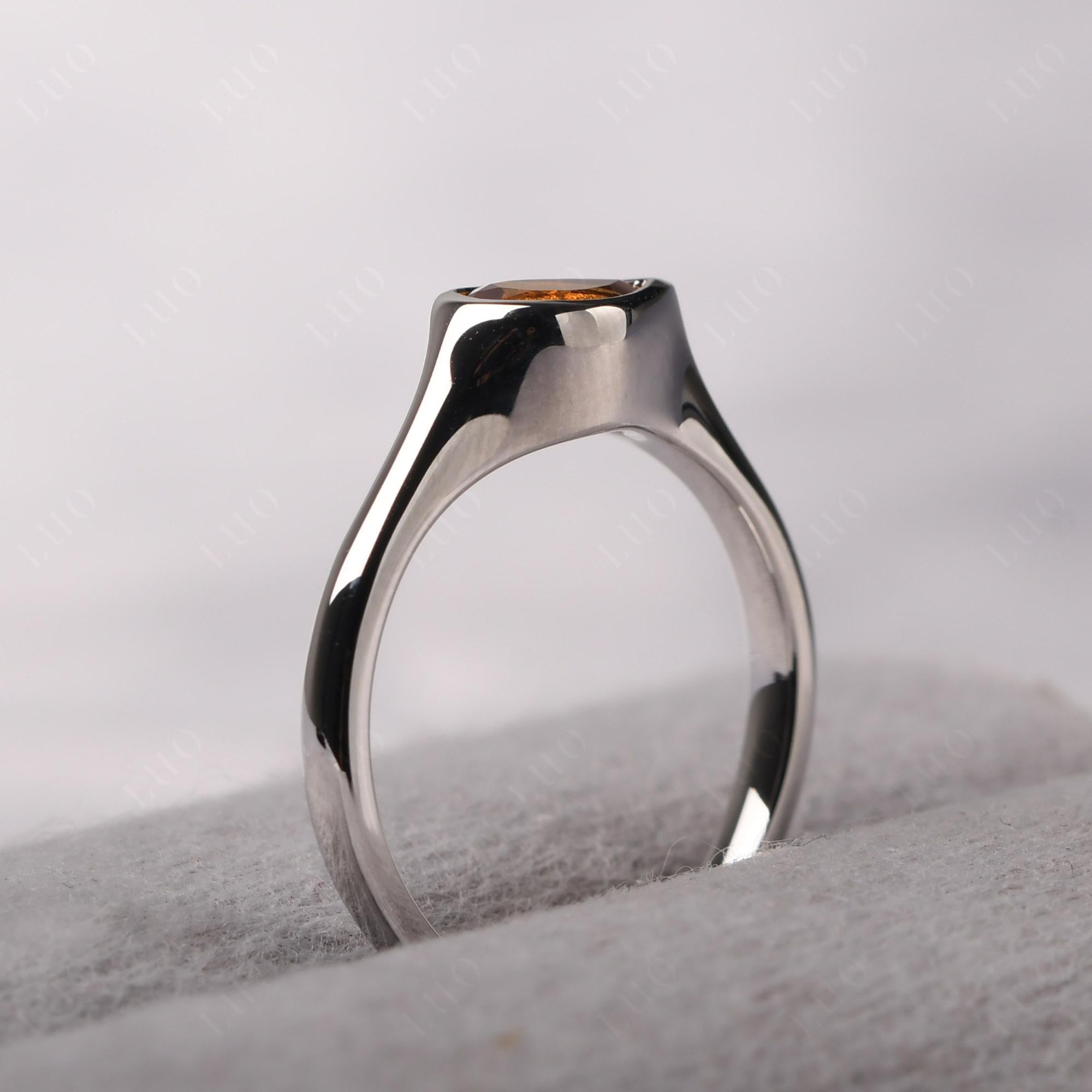 Horizontal Pear Citrine Engagement Ring - LUO Jewelry