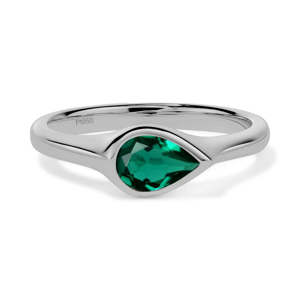 Horizontal Pear Lab Created Emerald Engagement Ring - LUO Jewelry #metal_platinum