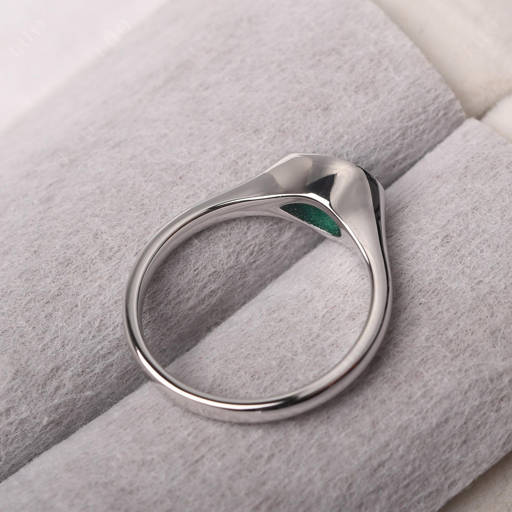 Horizontal Pear Emerald Engagement Ring - LUO Jewelry