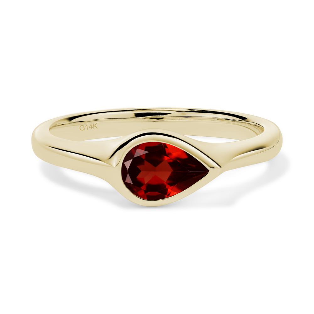 Horizontal Pear Garnet Engagement Ring - LUO Jewelry #metal_14k yellow gold