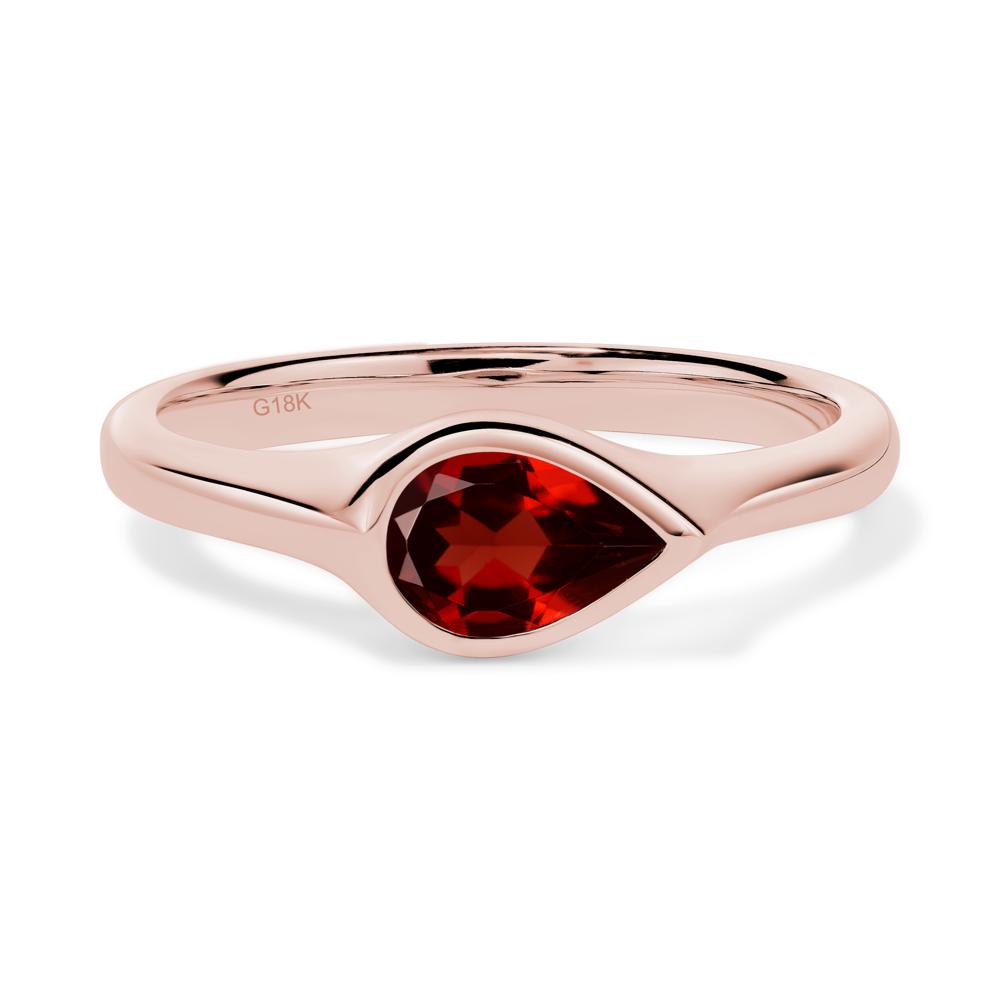 Horizontal Pear Garnet Engagement Ring - LUO Jewelry #metal_18k rose gold