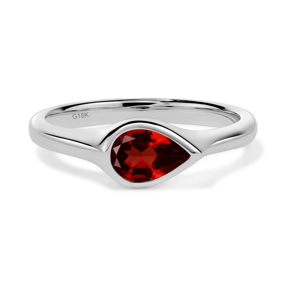 Horizontal Pear Garnet Engagement Ring - LUO Jewelry #metal_18k white gold