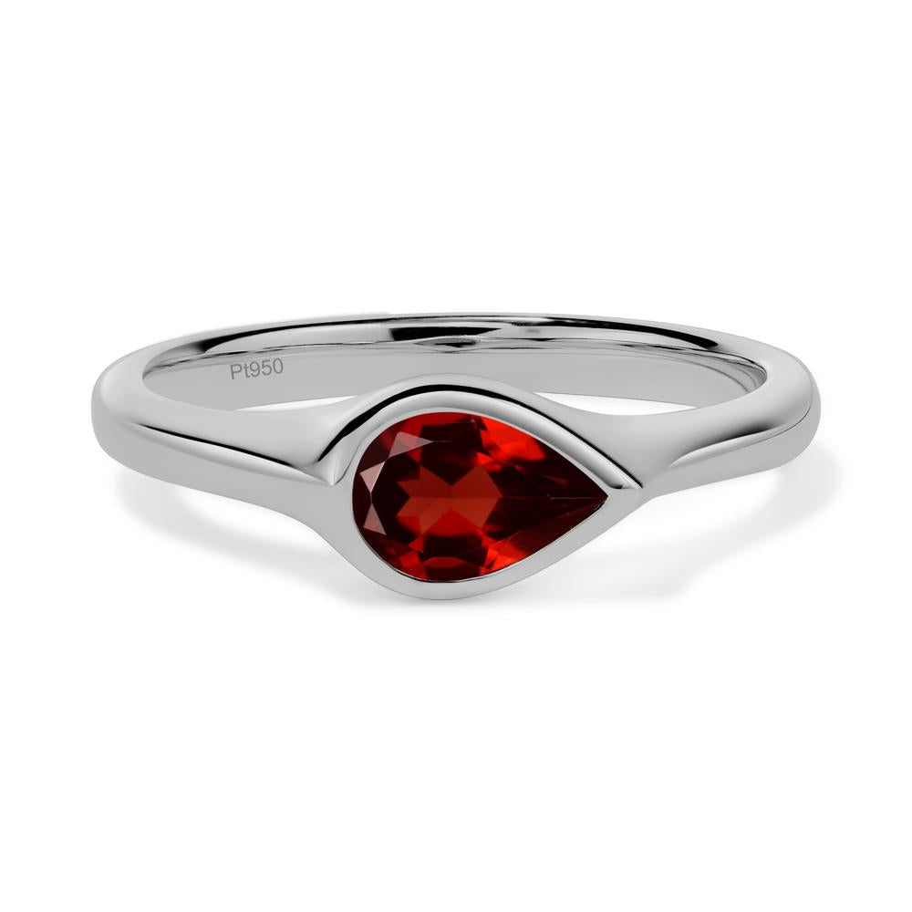 Horizontal Pear Garnet Engagement Ring - LUO Jewelry #metal_platinum