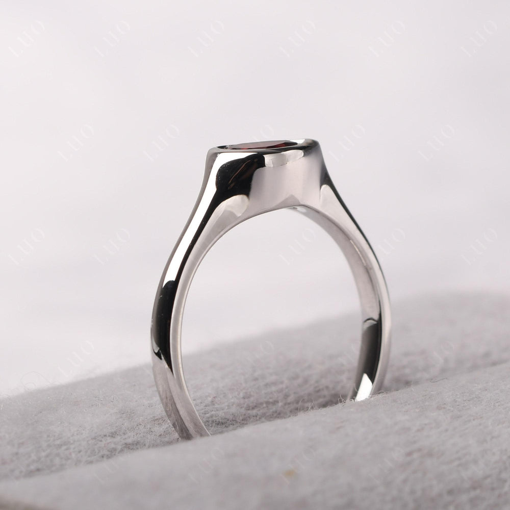 Horizontal Pear Garnet Engagement Ring - LUO Jewelry