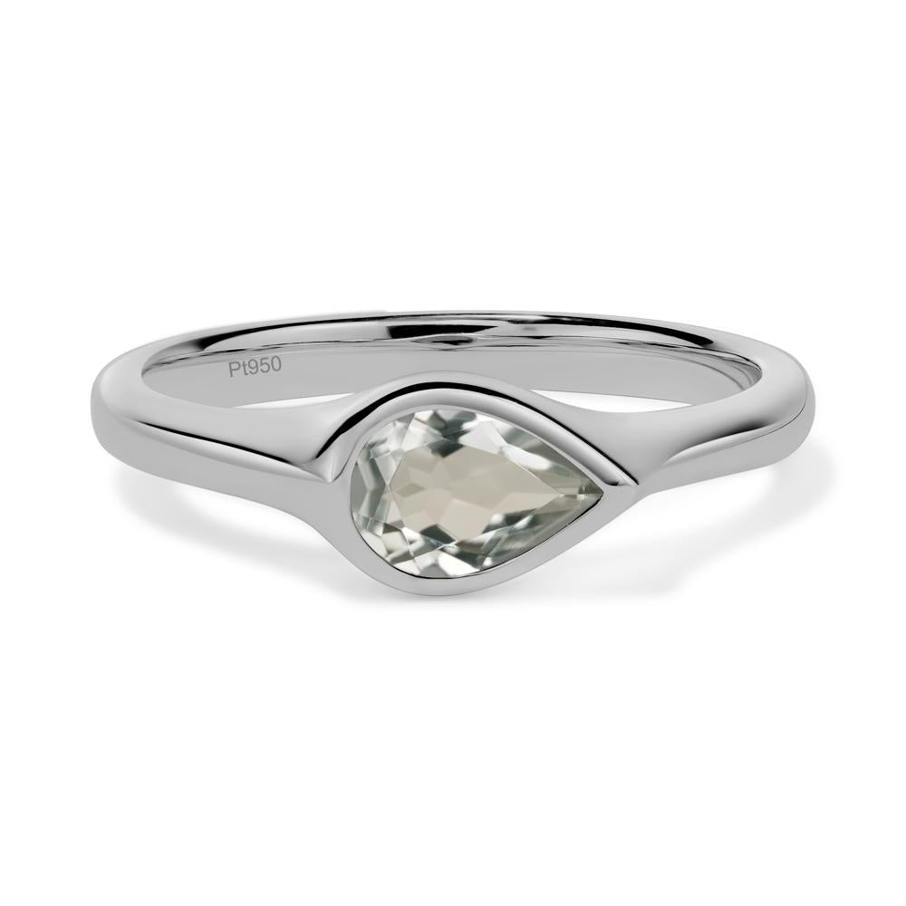 Horizontal Pear Green Amethyst Engagement Ring - LUO Jewelry #metal_platinum