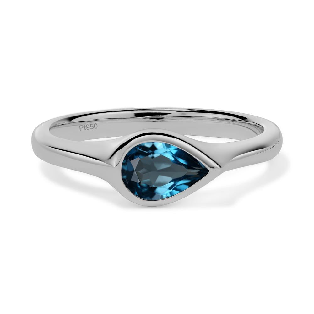 Horizontal Pear London Blue Topaz Engagement Ring - LUO Jewelry #metal_platinum