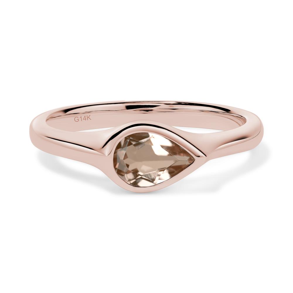 Horizontal Pear Morganite Engagement Ring - LUO Jewelry #metal_14k rose gold