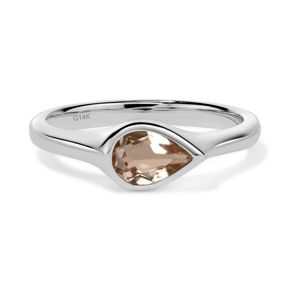 Horizontal Pear Morganite Engagement Ring - LUO Jewelry #metal_14k white gold