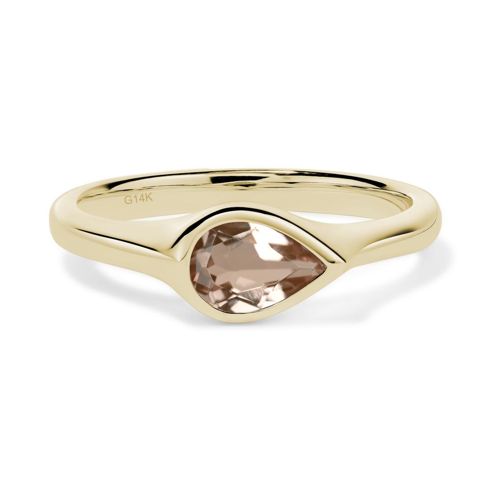 Horizontal Pear Morganite Engagement Ring - LUO Jewelry #metal_14k yellow gold