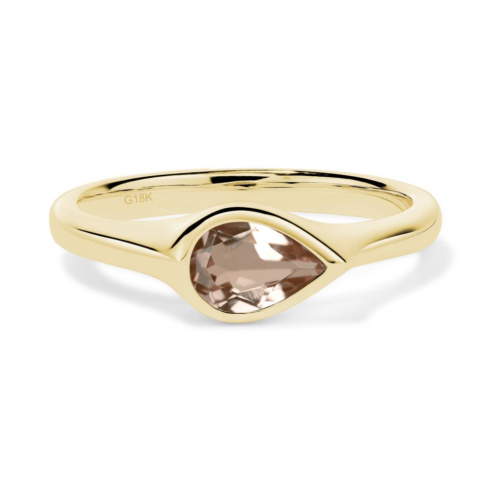 Horizontal Pear Morganite Engagement Ring - LUO Jewelry #metal_18k yellow gold