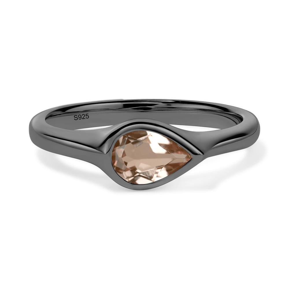 Horizontal Pear Morganite Engagement Ring - LUO Jewelry #metal_black finish sterling silver