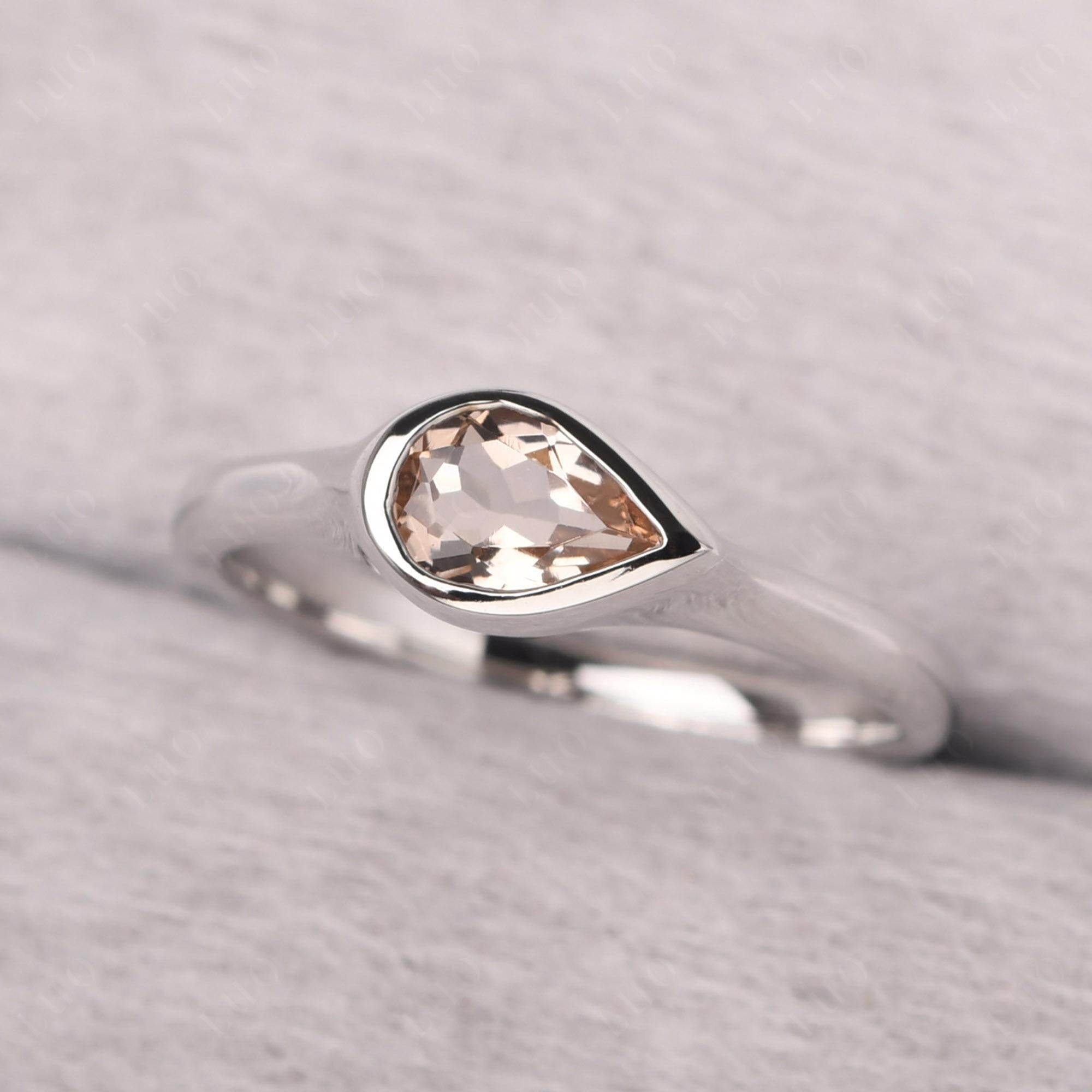 Horizontal Pear Morganite Engagement Ring - LUO Jewelry
