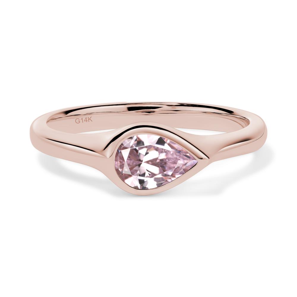 Horizontal Pear Pink Cubic Zirconia Engagement Ring - LUO Jewelry #metal_14k rose gold