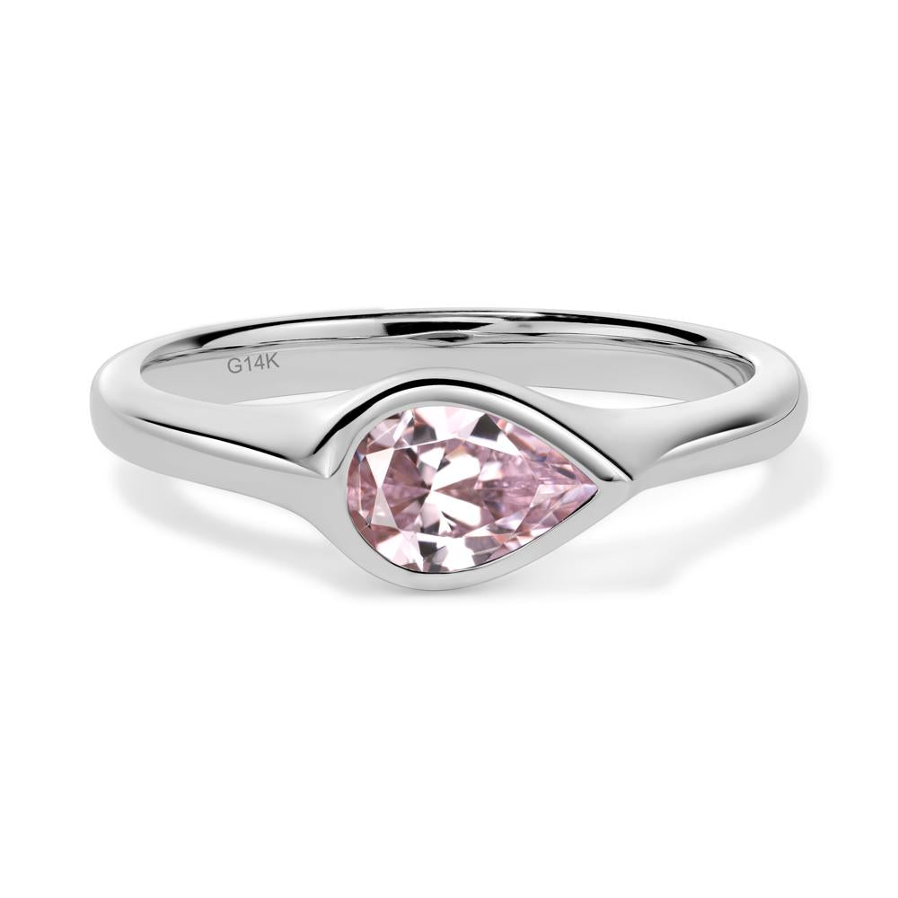 Horizontal Pear Pink Cubic Zirconia Engagement Ring - LUO Jewelry #metal_14k white gold