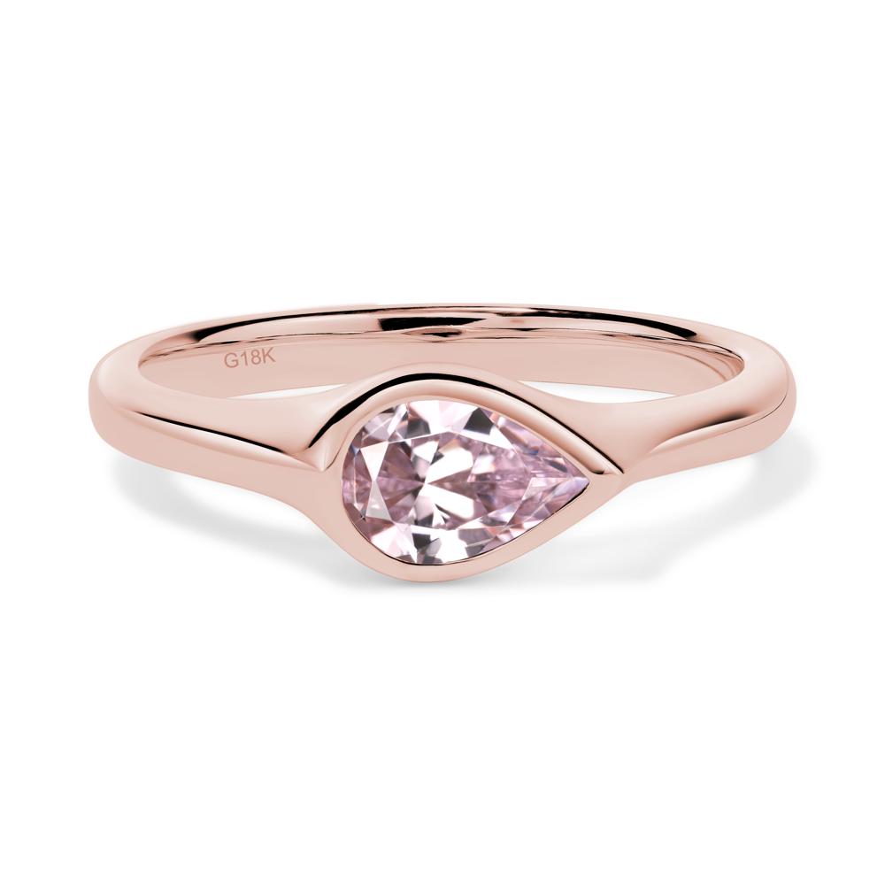 Horizontal Pear Pink Cubic Zirconia Engagement Ring - LUO Jewelry #metal_18k rose gold