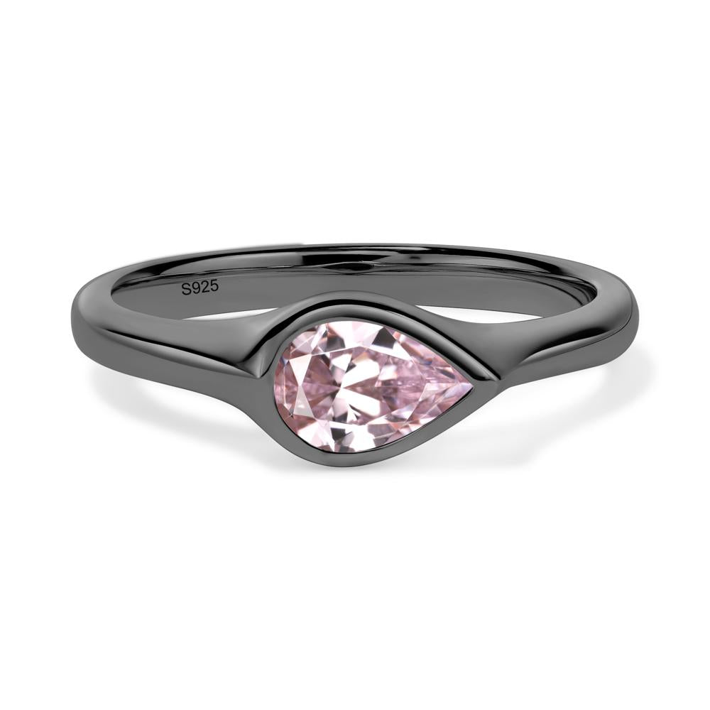 Horizontal Pear Pink Cubic Zirconia Engagement Ring - LUO Jewelry #metal_black finish sterling silver