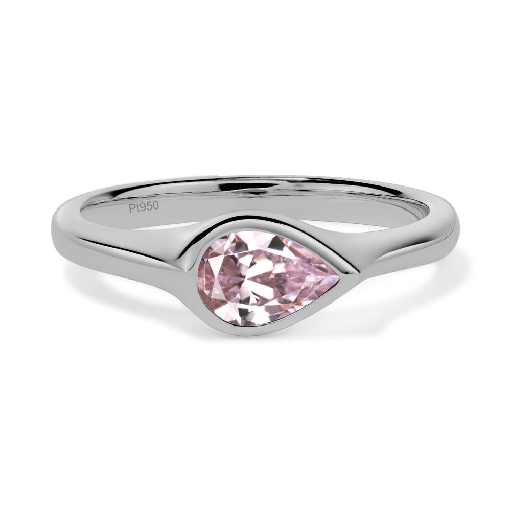 Horizontal Pear Pink Cubic Zirconia Engagement Ring - LUO Jewelry #metal_platinum