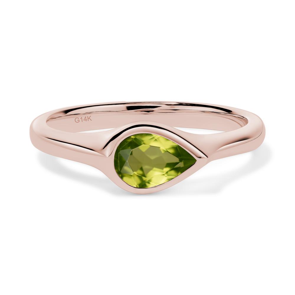 Horizontal Pear Peridot Engagement Ring - LUO Jewelry #metal_14k rose gold