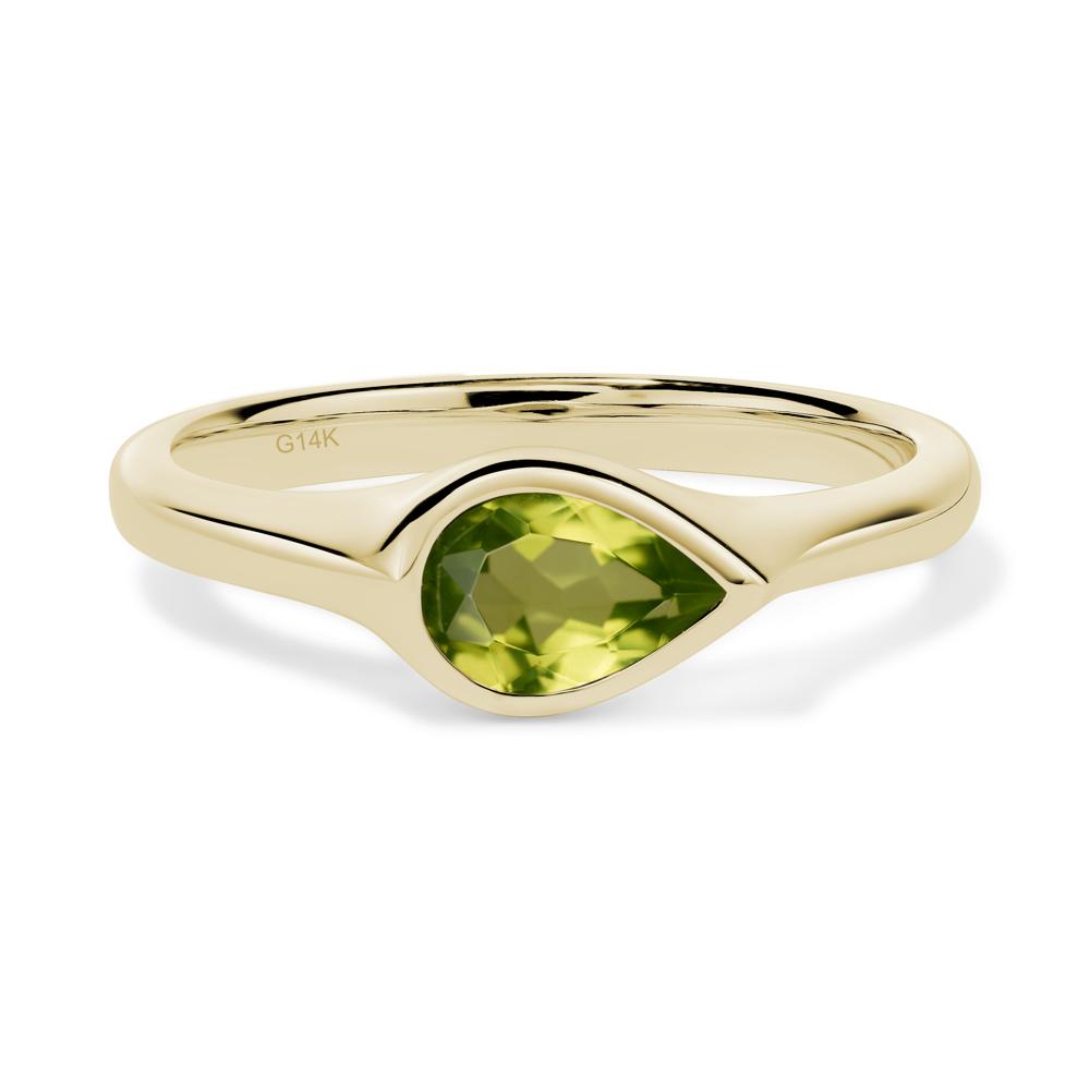 Horizontal Pear Peridot Engagement Ring - LUO Jewelry #metal_14k yellow gold