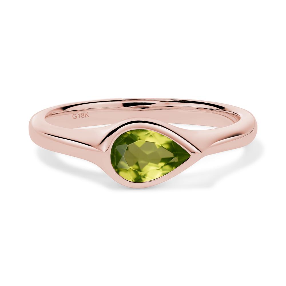 Horizontal Pear Peridot Engagement Ring - LUO Jewelry #metal_18k rose gold